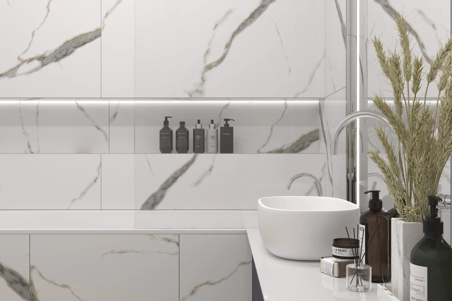 Golden white statuario