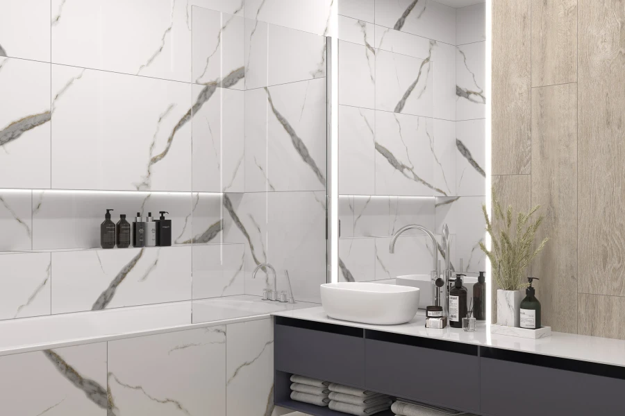 Golden white statuario