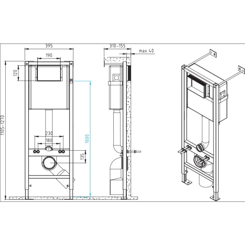 Инсталляция VECTOR 40 для унитаза механическая