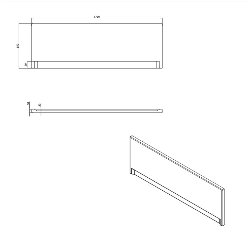Панель для ванны фронтальная UNIVERSAL TYPE 1 170