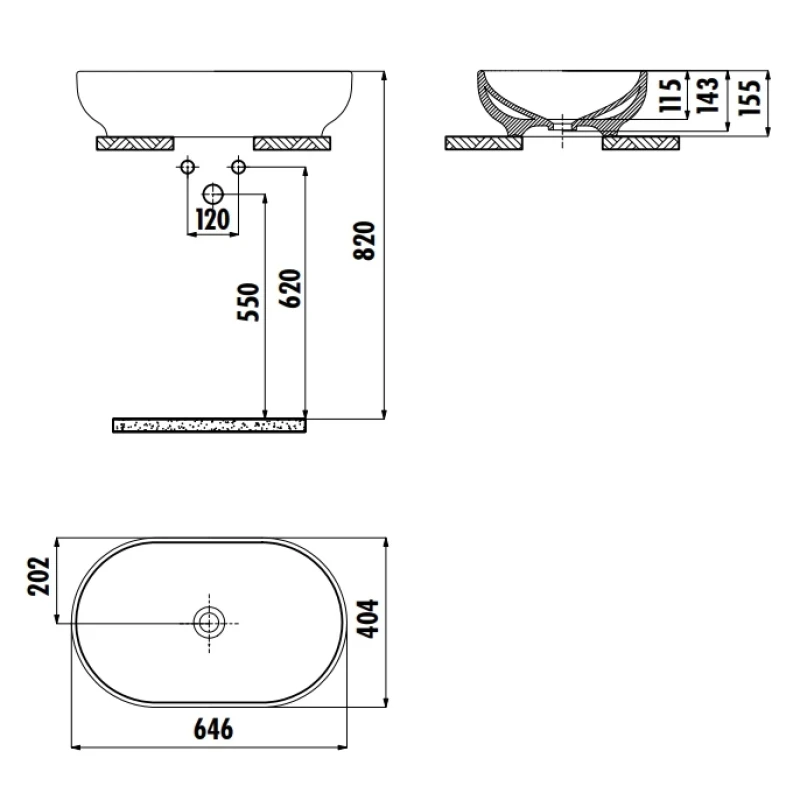Раковина на столешницу 40*65 см Minimal цв. белый MN165-00CB00E-0000