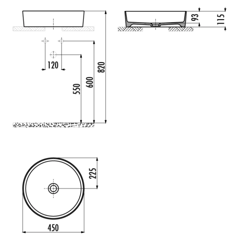Раковина на столешницу 45 см LOOP цв. белый LP145-00CB00E-0000