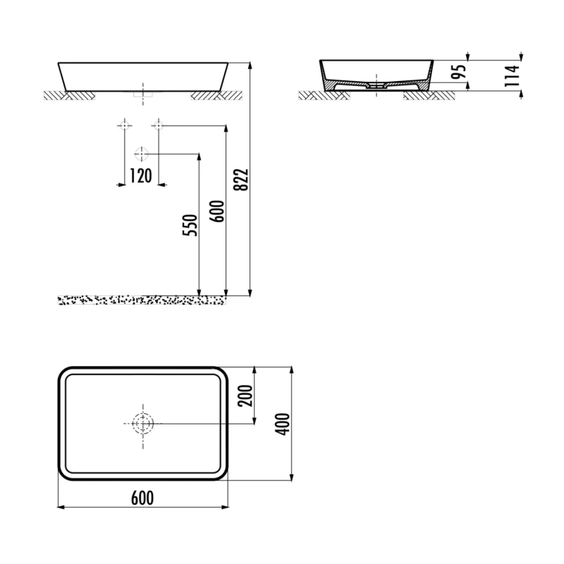 Раковина на столешницу 60 см LOOP цв. белый LP060-00CB00E-0000