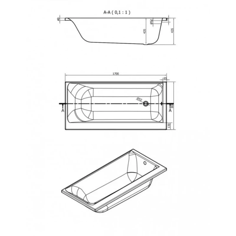 Ванна прямоугольная SMART 170x80 левая 63350