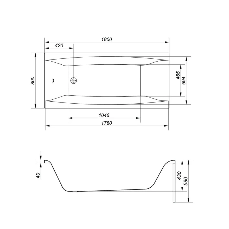 Ванна прямоугольная VIRGO 180x80 белый